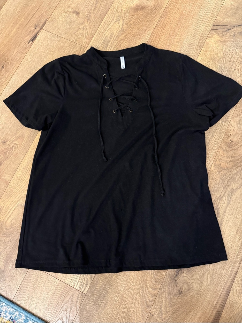 Z SUPPLY Black Lace-Up Short Sleeve Top; LIKE NEW; nonsmoking home